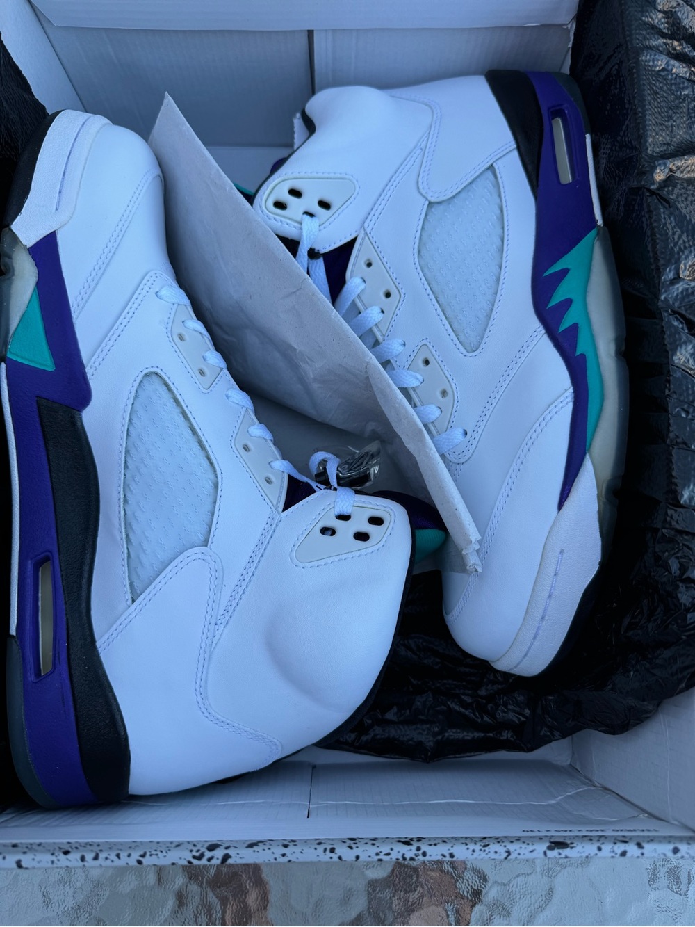 Jordan Men’s White Sneakers with Purple and Teal Accents